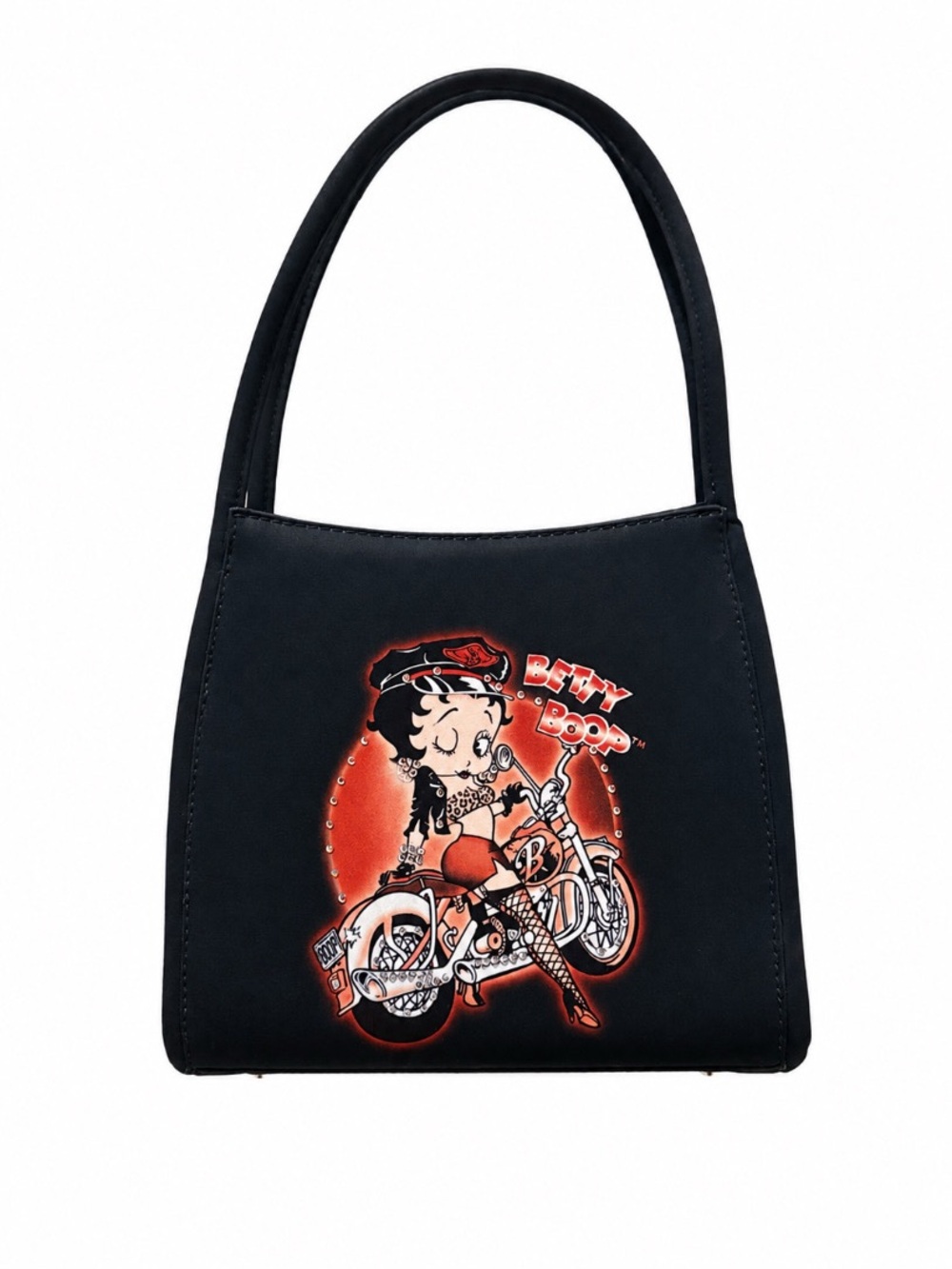 Vintage Y2K Betty Boop Biker Motorcycle Black Shoulder Bag
